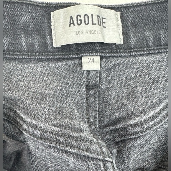 Agolde Riley Button Fly High Rise Crop Straight Black Jeans Size 24 - Picture 5 of 15